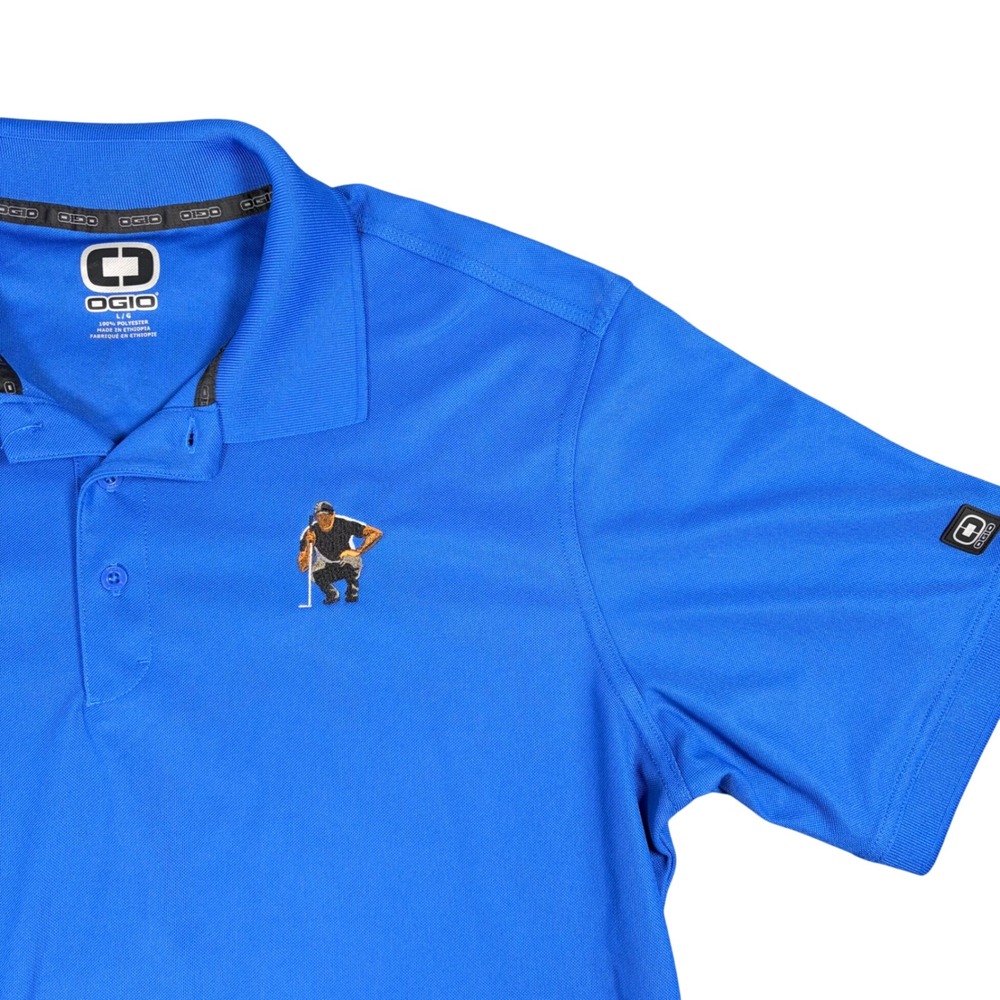 OGIO‎ Mens Blue Golf Polo Shirt Short Sleeve Embroidered Golfer Size Large
